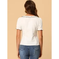 Allegra K Women's Puff Sleeve Ruffle Tops Summer Elegant Work Square Neck Blouse -CUPSHE Store GUEST fa4006f2 7722 43f3 8576 4b163f6509c5