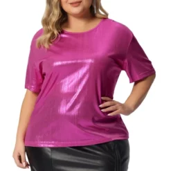 Agnes Orinda Women's Plus Size Metallic Holographic Concert Carival Party Blouse -CUPSHE Store GUEST fbe252bb b7e1 4069 97f0 1e0887bb729e