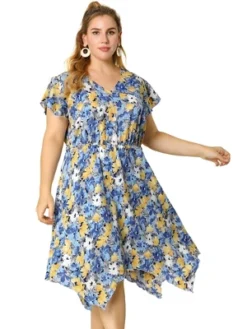 Agnes Orinda Women's Plus Size Floral Belted Ruffled Asymmetrical Hem Midi Dress -CUPSHE Store GUEST ffaa362d 0e9b 4415 9110 82e0ad46ffb0